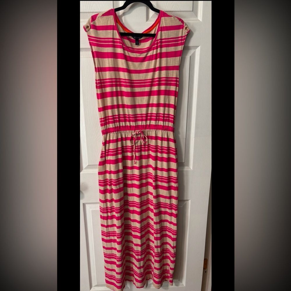 Tommy Hilfiger Ladies Striped Maxi Dress w/Drawstring Waist Pockets Size  Large